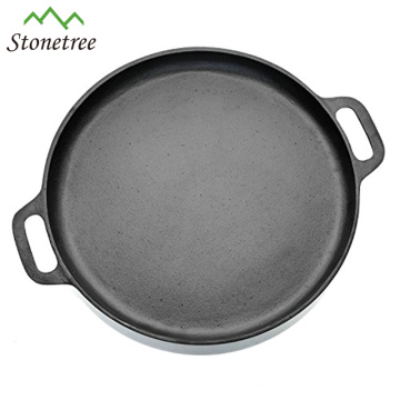 New Non-Stick Flat Round Cast Iorn Pizza Pan With Handle